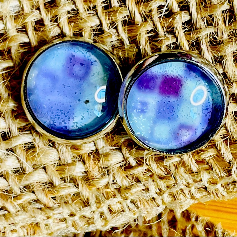 Purple Glitter Stud Earrings